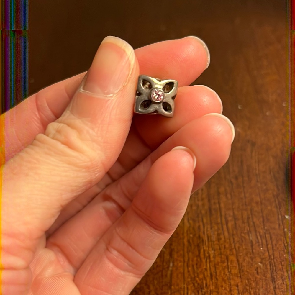 Pandora Flower Charm w/ Pink Stones